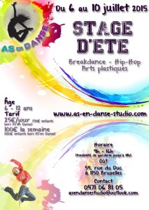 Stages-été affiche stage de danse école de danse Bruxelles Woluwe